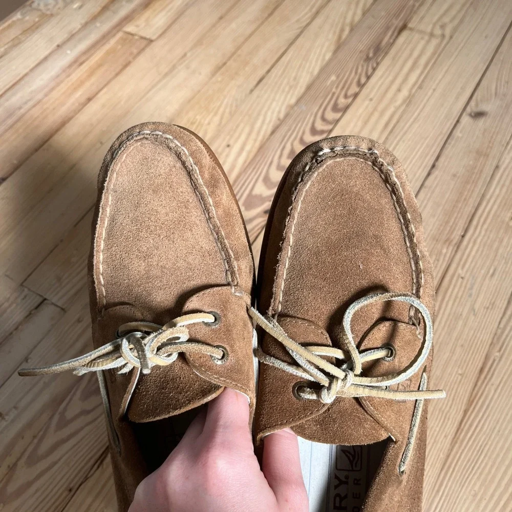 Sperry Top-Sider Boat Shoes Mens 13M Tan Suede 2-Eye Loafers casual preppy
